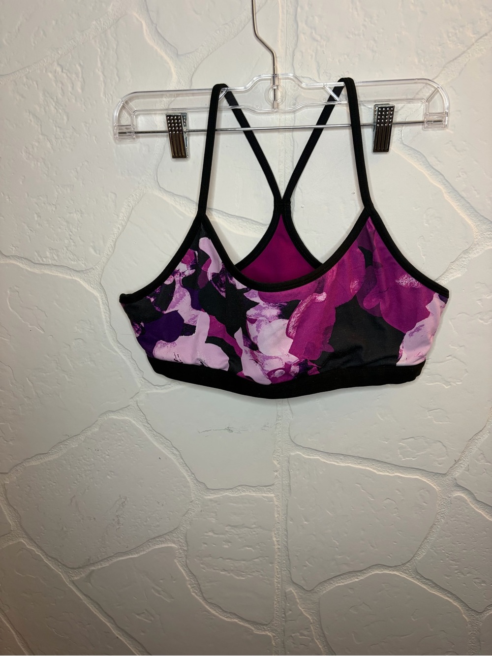 Fabletics Snapdragon Reversible Sports Bra Pink Floral Black Size L